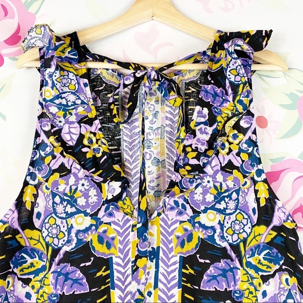NEW Free People Summer in Tulum Dark Combo Tunic Floral Summer Sleeveless Top M